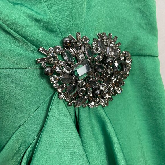 BCBGMaxAzria Strapless Dress Brooch Larre Kelly Green Sz 10 Cocktail Homecoming - Picture 13 of 16